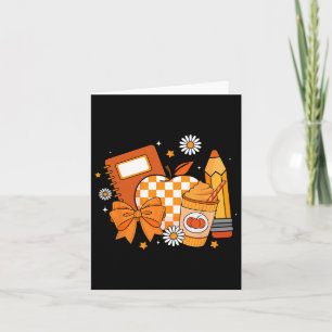 Retro Coquette Bow Pencil Teacher Fall Season Than Card