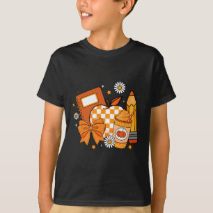 Retro Coquette Bow Pencil Teacher Fall Season Than T-Shirt