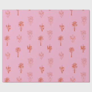 Retro Coquette Cactus & Palm Trees with Pink Bows  Wrapping Paper