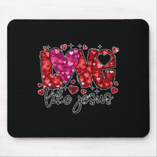 Retro Coquette Cross Love Like Jesus Valentines Mouse Pad
