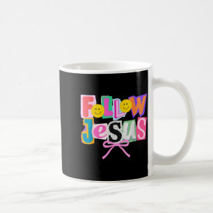 Retro Coquette Cute Follow Jesus Bible Verse Faith Coffee Mug