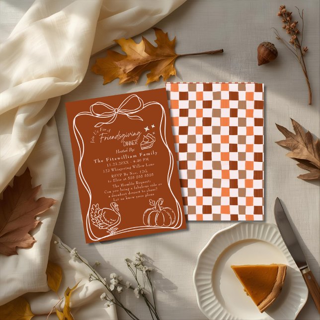 Retro Coquette Friendsgiving dinner Invitation (Retro Coquette Friendsgiving dinner Invitation)
