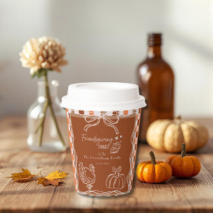 Retro Coquette Friendsgiving dinner Thanksgiving Paper Cups