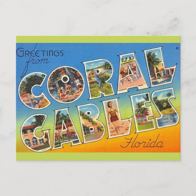 Retro Coral Gables Florida Postcard (Front)