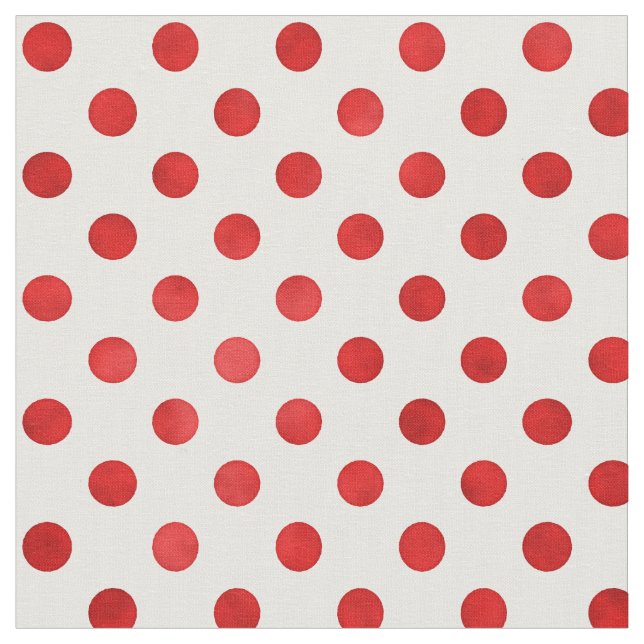 Retro coral red white polka dots pattern fabric (Close Up)