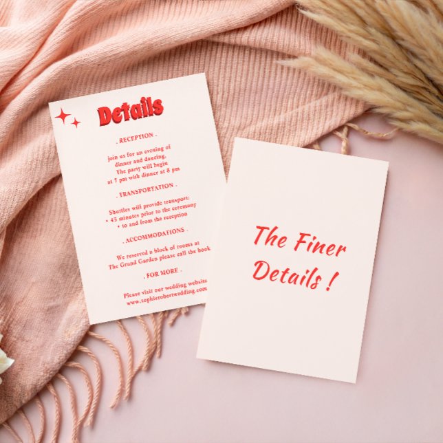 Retro Coral Typography Wedding Details Enclosure Card (Creator Uploaded)