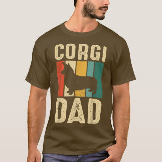 Retro Corgi Dad Dog Owner Pet Lover Welsh Corgi Fa T-Shirt