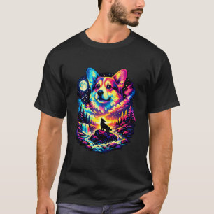 Retro Corgi Funny Boys Dogs Girls Moon Meme Graphi T-Shirt