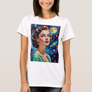 Retro Cosmic Beauty Vintage Space Art T-Shirt