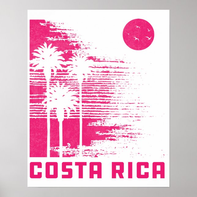 Retro Costa Rica Beach Surfing Wave Vintage Poster (Front)