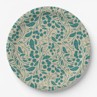 Retro Cosy Blue Pattern Christmas Charm  Paper Plate
