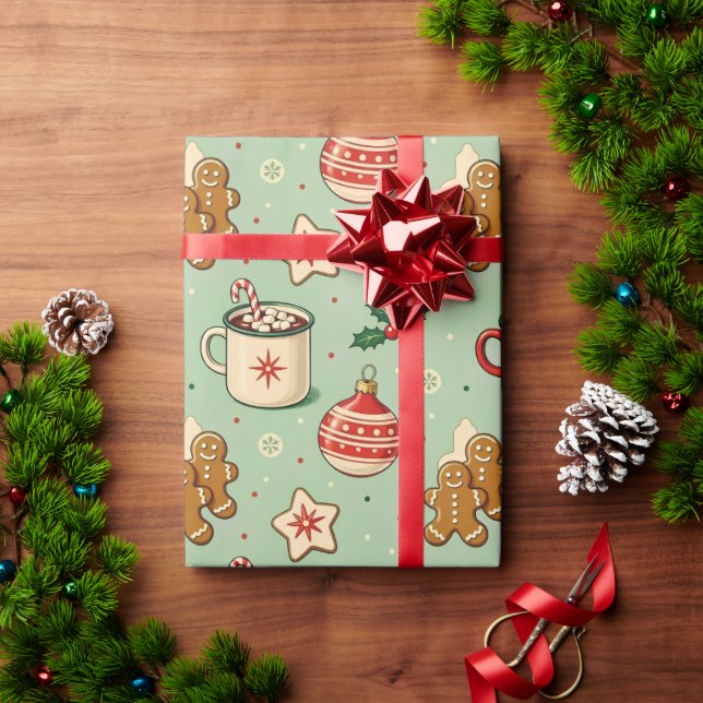 Retro Cosy Christmas Wrapping Paper (Holiday Gift)