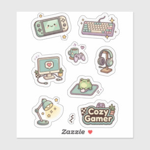 Retro Cosy Gamer Desk Sticker Sheet