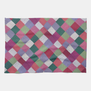 retro cottagecore hand knitted colorful patchwork  tea towel