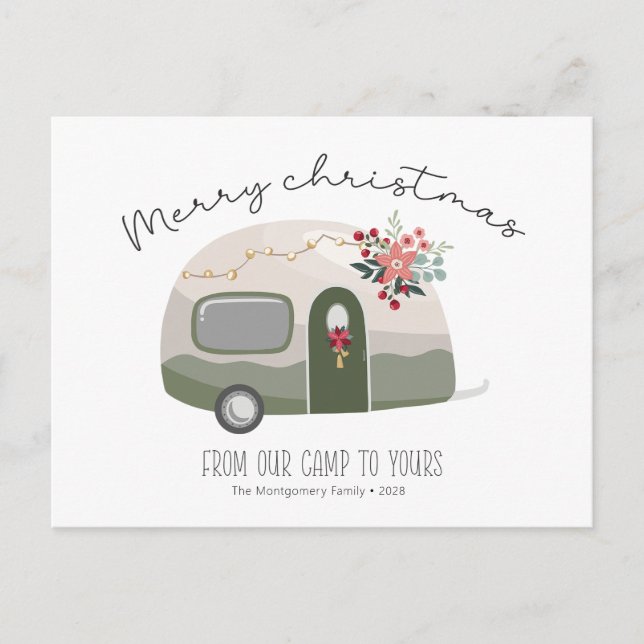 Retro Country Camper Merry Christmas Card  (Front)