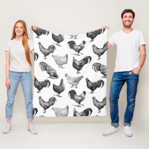 Retro Country Farm Chicken Pattern Fleece Blanket