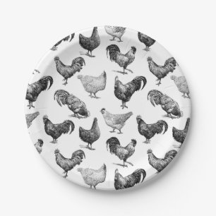 Retro Country Farm Chicken Pattern Paper Plate