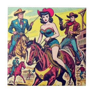 Retro Country Western Comics Tile