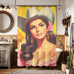 Retro Country Woman Shower Curtain