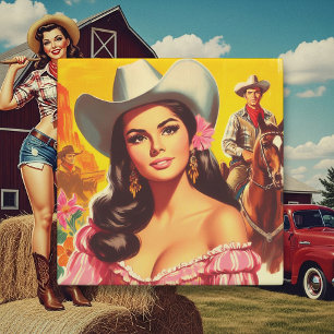 Retro Country Woman Tile