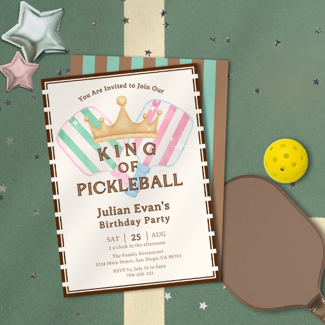 Retro County Club King of Pickleball Birthday Invitation (Retro County Club King of Pickleball Birthday Invitation)