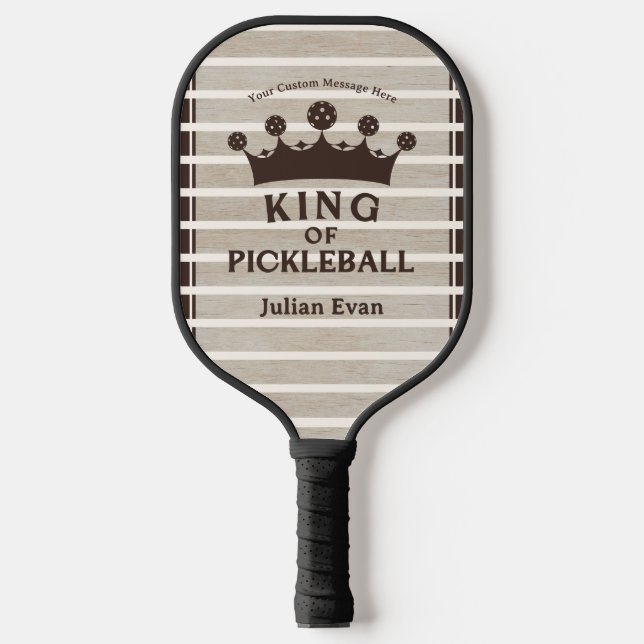 Retro County Club Wood Grain Stripe King of Pickleball Paddle (Front)