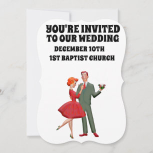 RETRO COUPLE CUTE WEDDING CUSTOM INVITATIONS