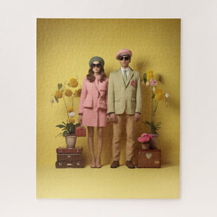 Retro Couple In Yellow Jigsaw Puzzle