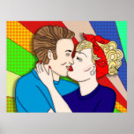 Retro Couple Kissing, 1950's Pop Art  Poster<br><div class="desc">1950's Retro Couple Kissing Pop Art Style 1950 s hand drawn art.</div>