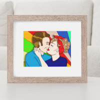 Retro Couple Kissing Pop Art Style