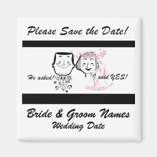 Retro Couple Save the Date Magnet