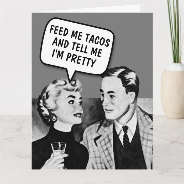 RETRO COUPLE TACOS FUNNY OVERSIZED CARD (Front)