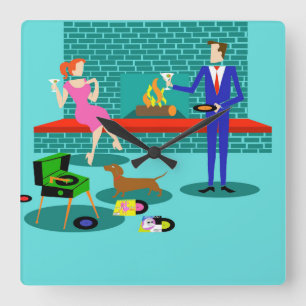 Retro Couple with Dog Acrylic Wall Clock