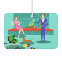 Retro Couple with Dog Air Freshener