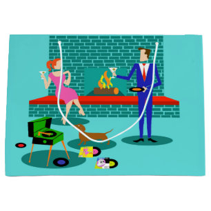 Retro Couple with Dog Gift Bag