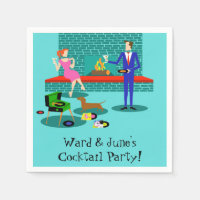 Retro Couple with Dog Paper Napkins