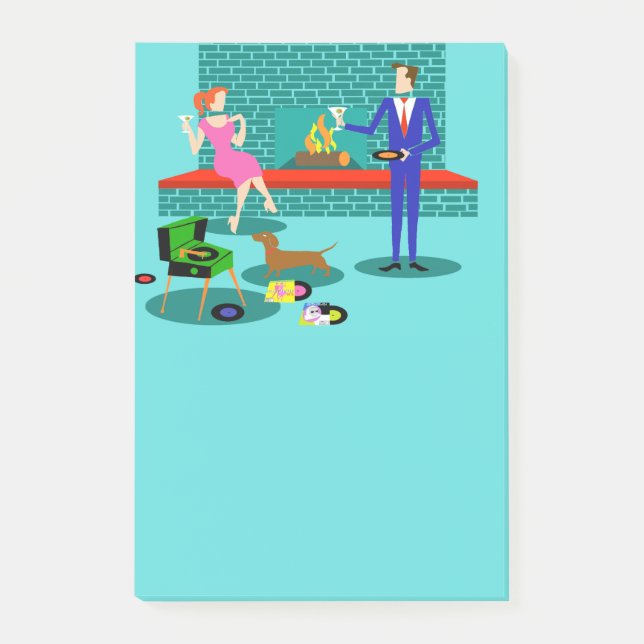 Retro Couple with Dog Post-It Notes (Front)