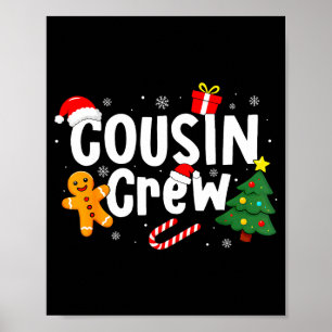 Retro Cousin Crew Gingerbread Santa Family Matchin Poster