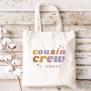 Retro Cousin Crew Monogram   Matching Kids Tote Bag