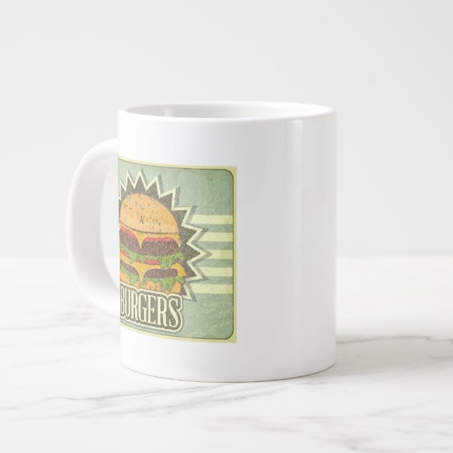 Retro Cover For Fast Food Menu Large Coffee Mug (Front Left)