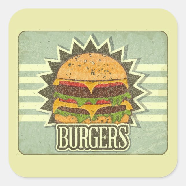 Retro Cover For Fast Food Menu Square Sticker (Front)