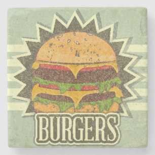 Retro Cover For Fast Food Menu Stone Coaster