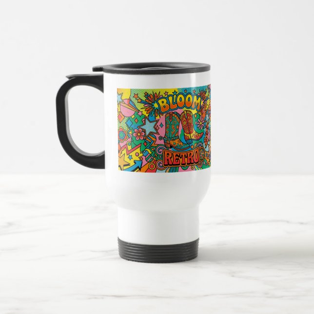 Retro cow boy, Pop art Travel Mug (Left)
