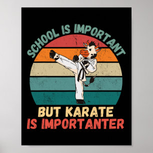 Retro Cow School Is Important Karate Is Importante Poster