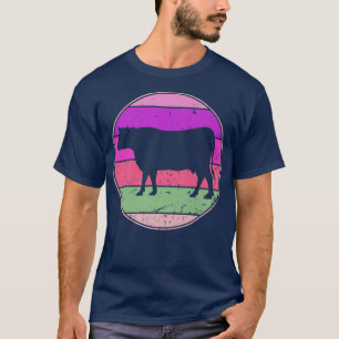 Retro Cow Vintage Cow Animal Farm Family Farmer 80 T-Shirt