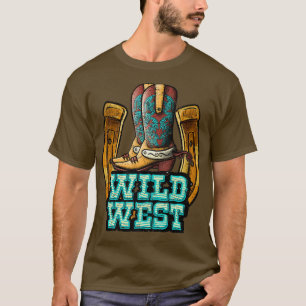 Retro Cowboy Boots Horseshoe Wild West Western Cou T-Shirt