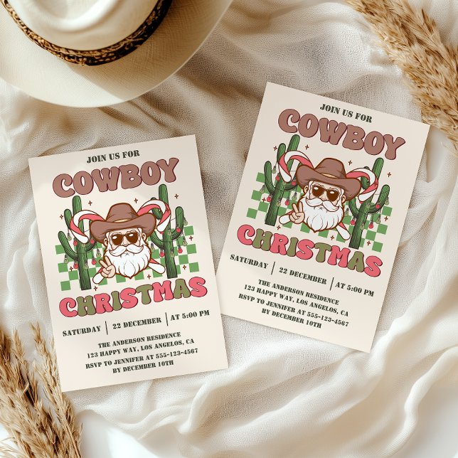 Retro Cowboy Christmas Party | Western Holiday     Invitation (Creator Uploaded)
