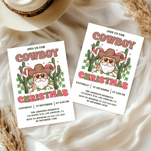 Retro Cowboy Christmas Party   Western Holiday     Invitation