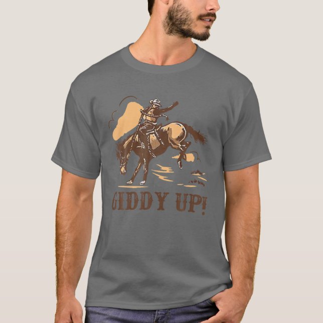 Retro Cowboy Rodeo Giddy Up Hold Your Horses Weste T-Shirt (Front)
