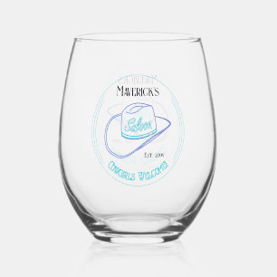Retro Cowboy Saloon Drinkware Cocktail Stemless Wine Glass